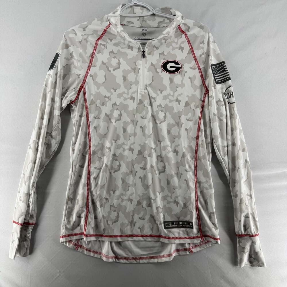 0159 Colosseum Women's Georgia Bulldogs Camo Military Appreciation Quarter-Zip